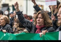 Portuguese citizens protest by politics reforms during 16th February Demonstration in Lisboa city centre. Portugal, Europe
