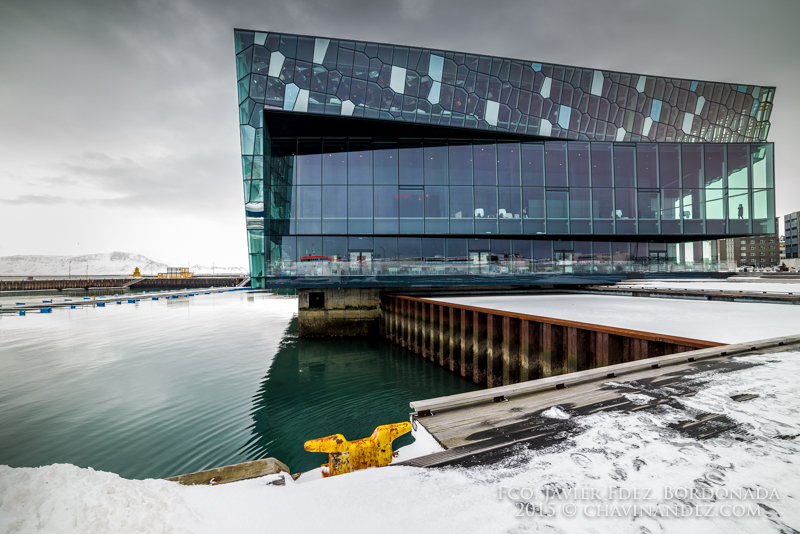 Harpa Concert Hall building at Reykjavik Harbour in winter, Iceland