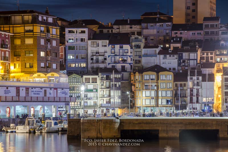 Bermeo city by night, Biscay, Basque Country, Spain