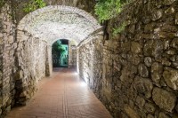 Arcades by night in San Gimignano, Medieval Village, Tuscany, Italy