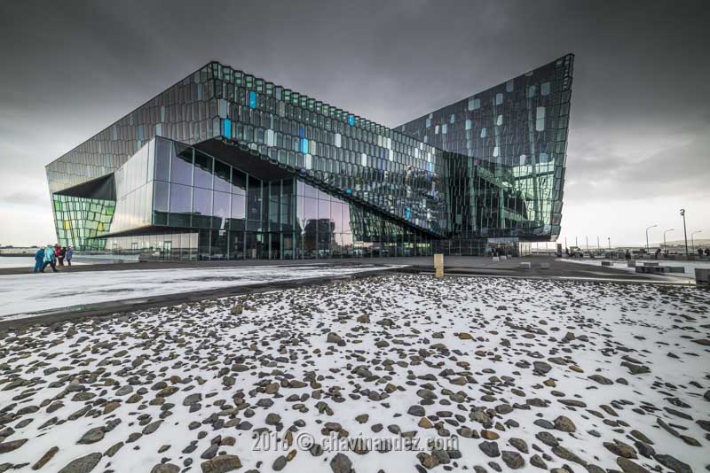 Harpa Concert Hall building at Reykjavik Harbour in winter, Iceland